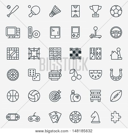 Game line icons vector. Set of linear sign for game and sport, illustration pictogram gambling games