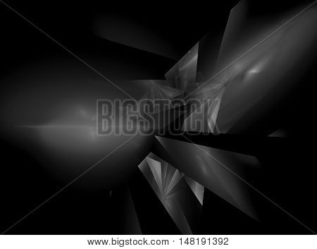 Abstract grey square fractal on black background