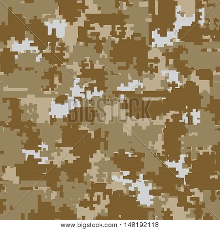 Digital pixel camouflage seamless patterns. Vector Texture Illustration isolated on white background.