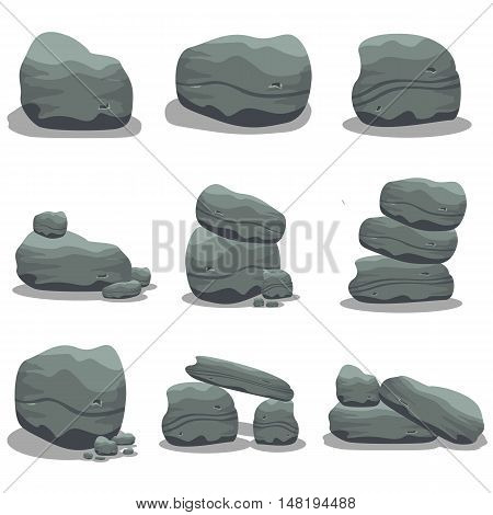 Collection stock stoone set vector art illustration