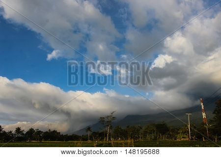 Ciremai mountain landscape, the picture is taken from a paddy field of location Linggarjati Kuningan, West Java. Date: 23 Agusutus 2016
