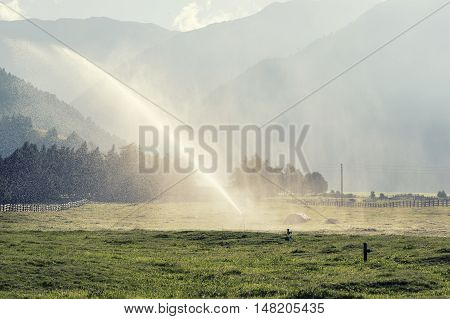 Mountains and grass of South Tyrol In Italy