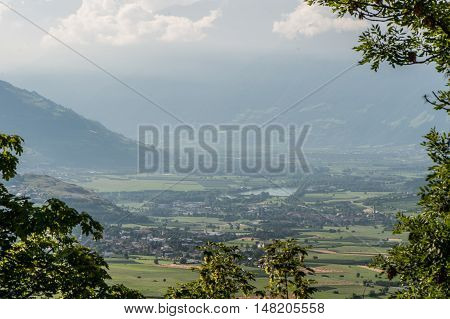 Landscape of Mountains and grass of South Tyrol In Italy