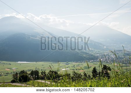 Mountains and grass of South Tyrol In Italy