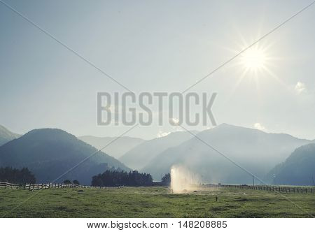 Mountains and grass of South Tyrol In Italy