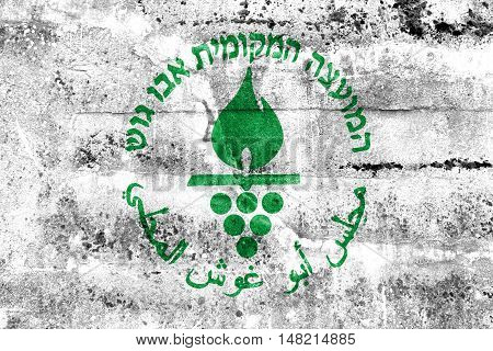 Flag Of Abu Ghosh City, Israel, Painted On Dirty Wall