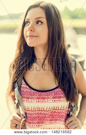 Backpacker Casual Travel Tourist Carefree Nature Concept