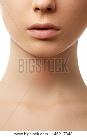 Perfect Lips. Sexy Girl Mouth Close Up. Beauty Young Woman Smile