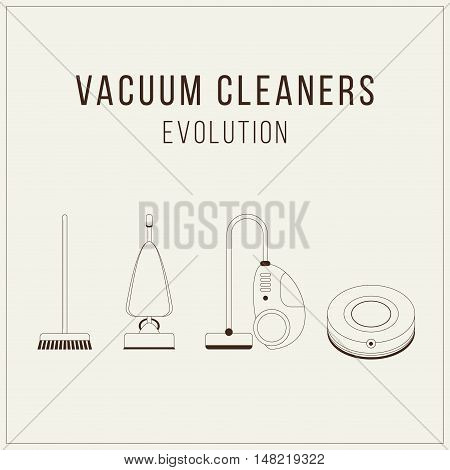 Vector set of stylized cleaning tools icons.