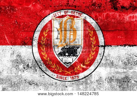 Flag Of Beebe, Arkansas, Usa, Painted On Dirty Wall