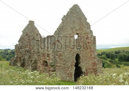 An exterior view of the old stable building at Crichton castle