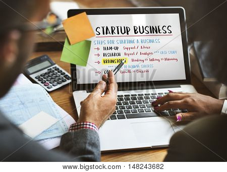 Startup Business Plan Steps Graphic Concept