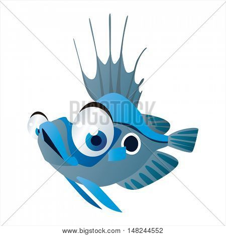 vector cool image of animal. Funny happy sealife creature. Fish