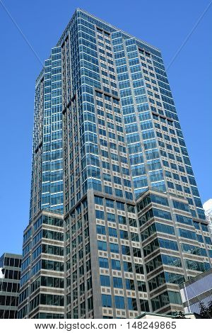 MONTREAL QUEBEC CANADA 09 15 2016: Le 1501 McGill College, also known as La Tour McGill, is a 158 m (518 ft), 36-storey skyscraper in Downtown Montreal.