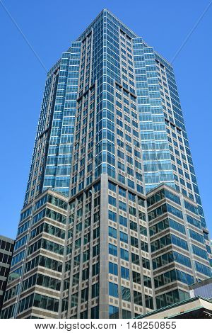 MONTREAL QUEBEC CANADA 09 22 2016: Le 1501 McGill College, also known as La Tour McGill, is a 158 m (518 ft), 36-storey skyscraper in Downtown Montreal.