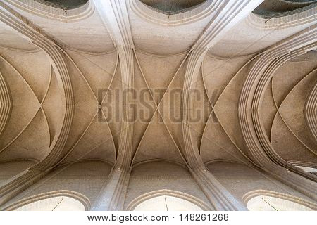 Copenhagen, Denmark - April 11, 2016: The high ceiling inside Grundvig Church