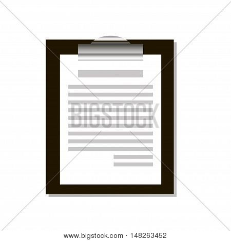 Black clipboard with white sheet of paper with lines