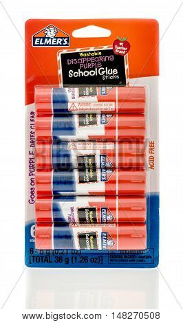 Winneconne WI - 20 August 2016: Package of Elmer's School glue sticks on an isolated background.