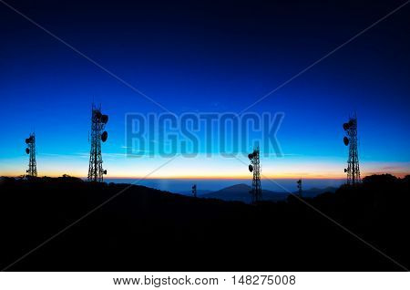 shadow phone antenna on nature background - concept technology