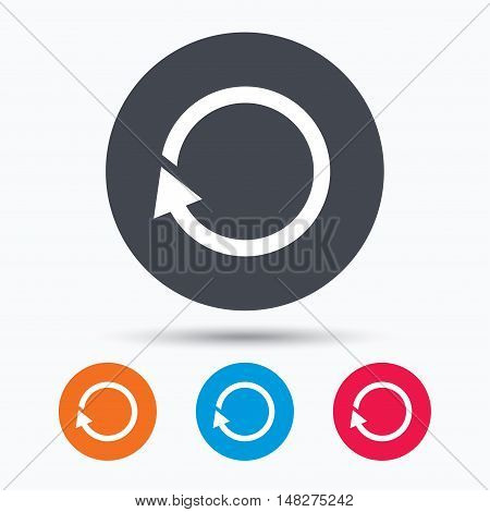 Update icon. Refresh or repeat symbol. Colored circle buttons with flat web icon. Vector
