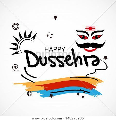 illustration of Creative banner or poster of dussehra with Ravana head.