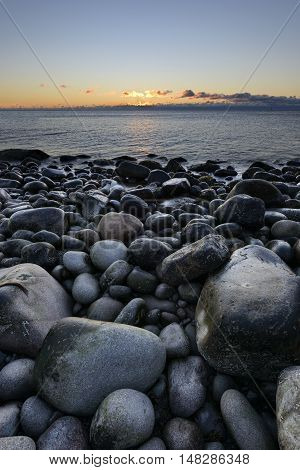 Dawn at Boulder Beach in Maine - Acadia National Park