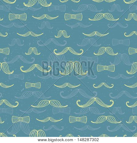 Vector seamless retro pattern with mustache. Can be used for wallpaper pattern fills web page background
