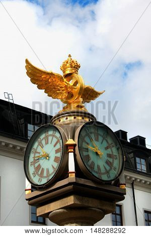 clock on the central train station of Stockholm Sweden
