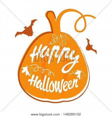 Happy Halloween message design background. Vector illustration. This illustration can be used as a greeting invitation poster print on t-shirt or bag. pumpkin and bats