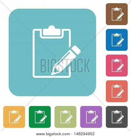 Flat Blank notepad with pencil icons on rounded square color backgrounds.