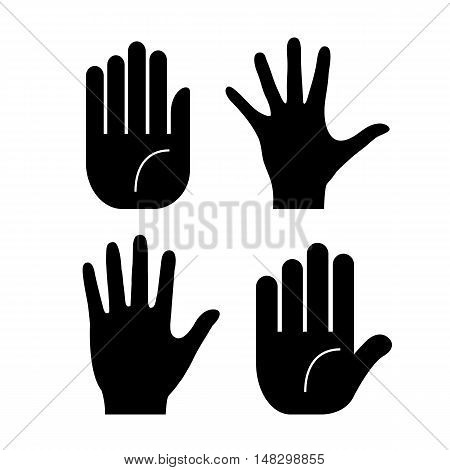 Vector hand palm icons set vector illustration isolated on white background