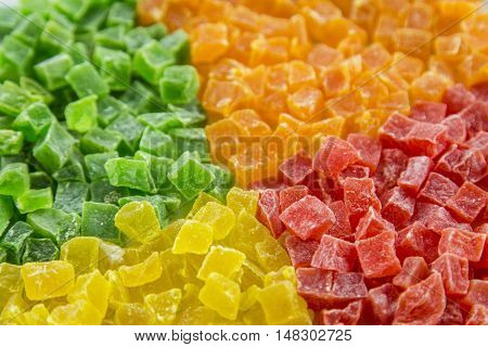 Multicolores succade 4 color in plate on table