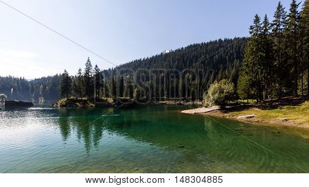 Lake Cauma Near The Village Flims In Switzerland