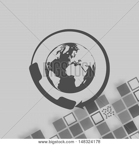 Worldwide Customer Support Call-center. Flat Icon