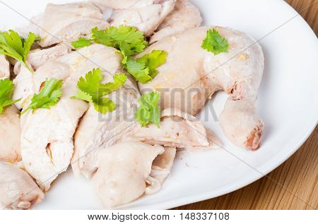 steamed chicken with ginger sauce and thick soy sauce