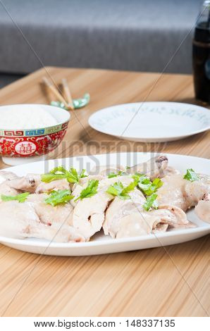 steamed chicken with ginger sauce and thick soy sauce