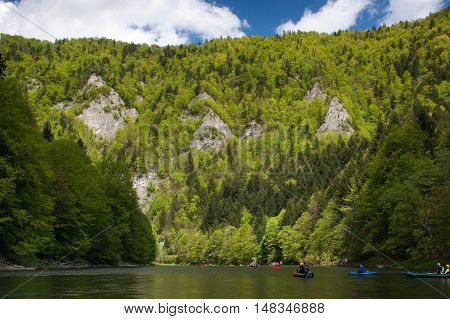 Rafting on the Dunajec in Pieniny National Park in Slovakia and Poland.