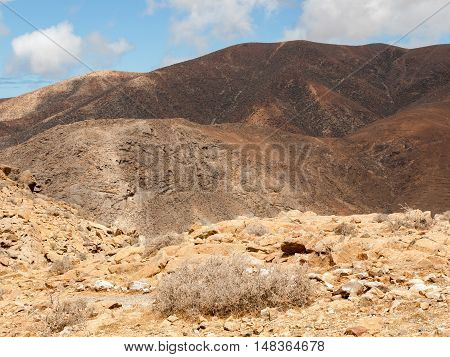 Beautiful volcanic mountains on Fuerteventura. Canary Islands.