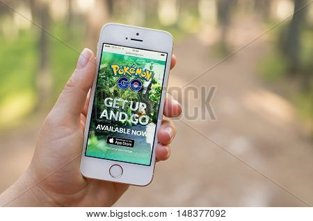JURMALA LATVIA - July 13 2016: Pokemon Go was the most downloaded smartphone app in the United States in its first three days of release.
