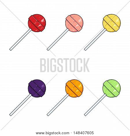 Vector Set Of Cartoon Color Round Lolipops