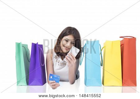 Asia woman shopping online. Business concept idea.