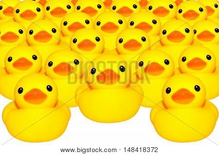 Yellow duck on white colored background for kids
