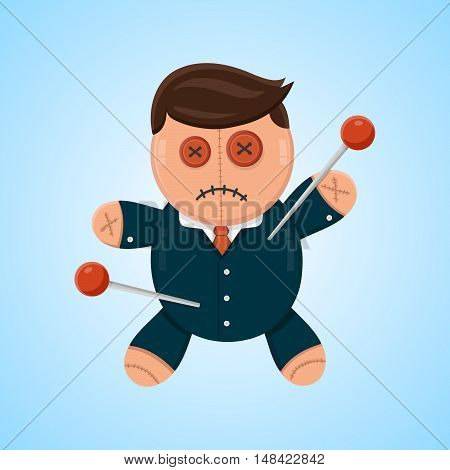 Businessman or politician doll voodoo vector flat isolated illustration. Political or business competitor concept
