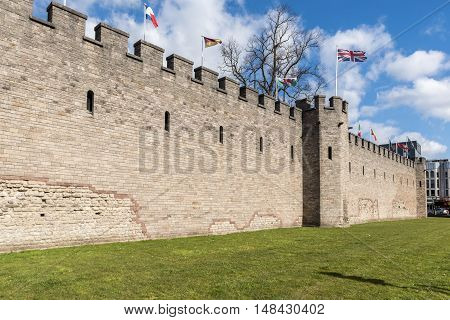 Walls of Cardiff Castle - Wales, Great Britain