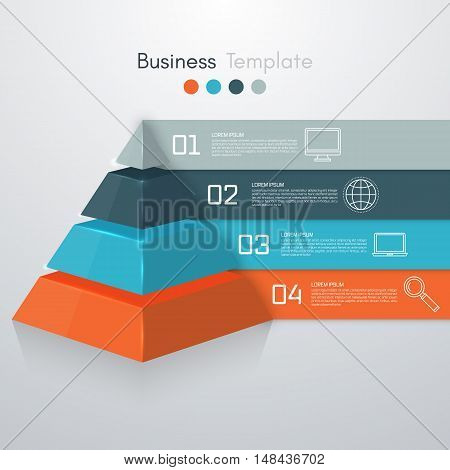 Vector illustration infographics four options pyramid. Stock vector