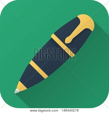 Vector illustration. Square shape icon in flat design. Toy ball pen in simple design with long shadow. Icon vector size 1024 corner radius 180