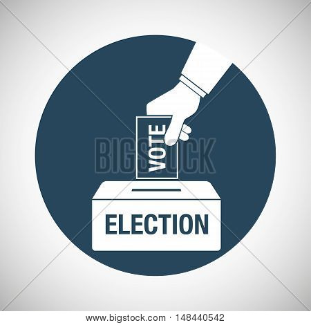 Election Day Concept Icon. Hand Putting Voting Paper In The Ballot Box.