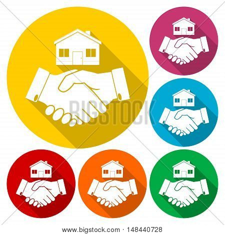 Home handshake sign icon set on white background