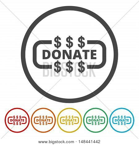 Donate sign icon set on white background