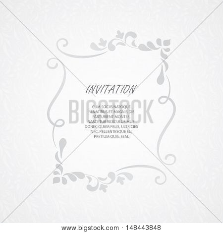 Floral  border and classic seamless pattern. Template for greeting cards, invitations, menus, labels. Vector decorative frame. Elegant element for design template, place for text.